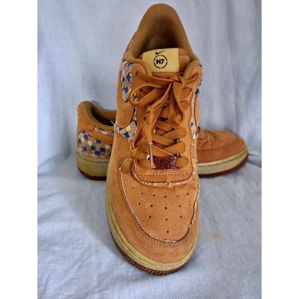 Nike Air Force 1 SP N7 Sneakers Woven Cork SZ 6.5 Checkerboard Suede Lace Up